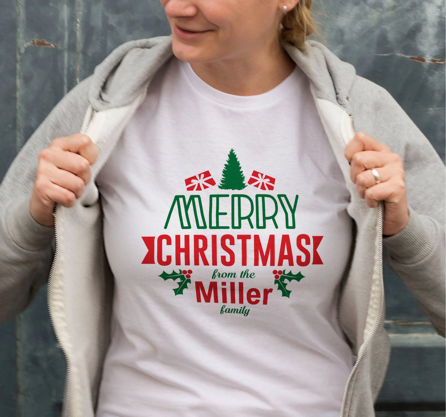 ASSEMA MERRY CHRISTMAS from the Miller Baskılı T-shirt - Beyaz
