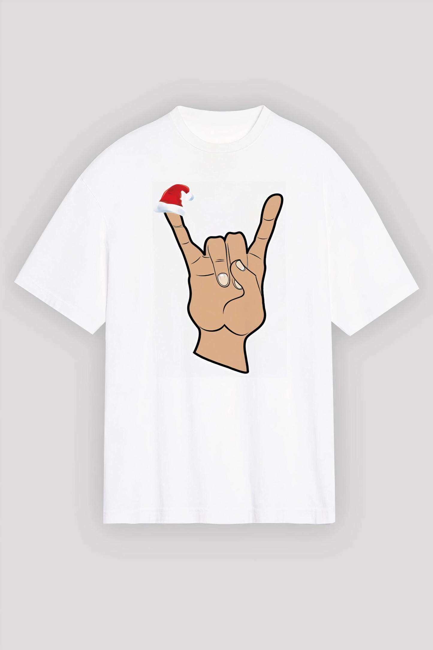 ASSEMA Noel Başlıklı Serçe Parmak T-shirt - Beyaz