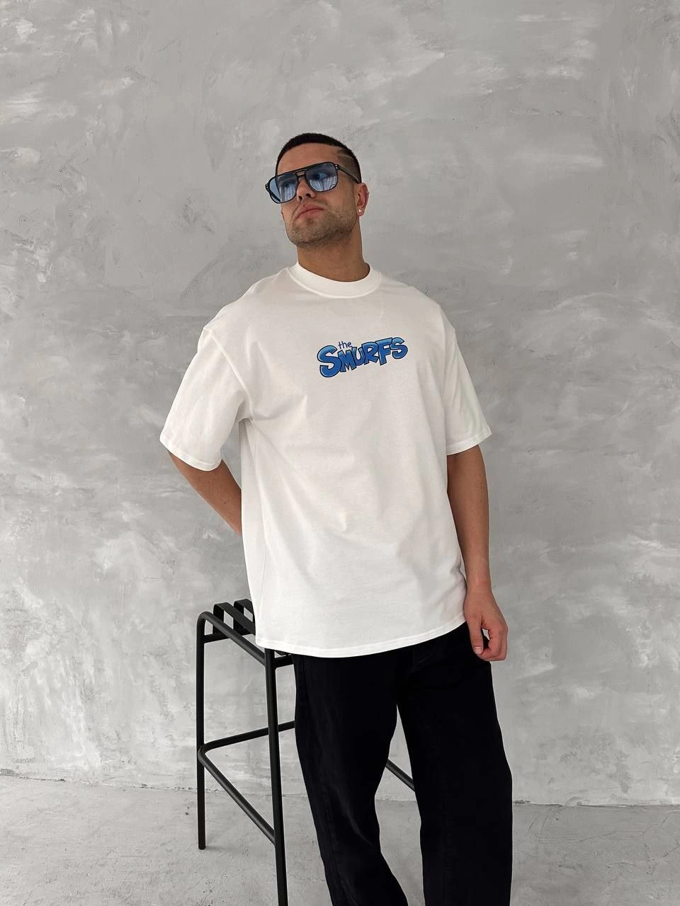 ASSEMA Erkek Baskılı T-Shirt Kısa Kol Bisiklet Yaka Regular Fit Rahat Kalıp Günlük Tişört - Beyaz