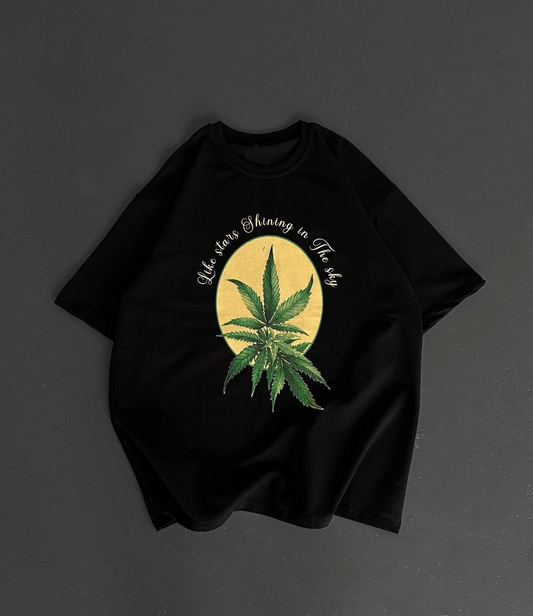 ASSEMA ERKEK Baskılı Oversize Bisiklet Yaka Kısa kol  T-shirt- Siyah