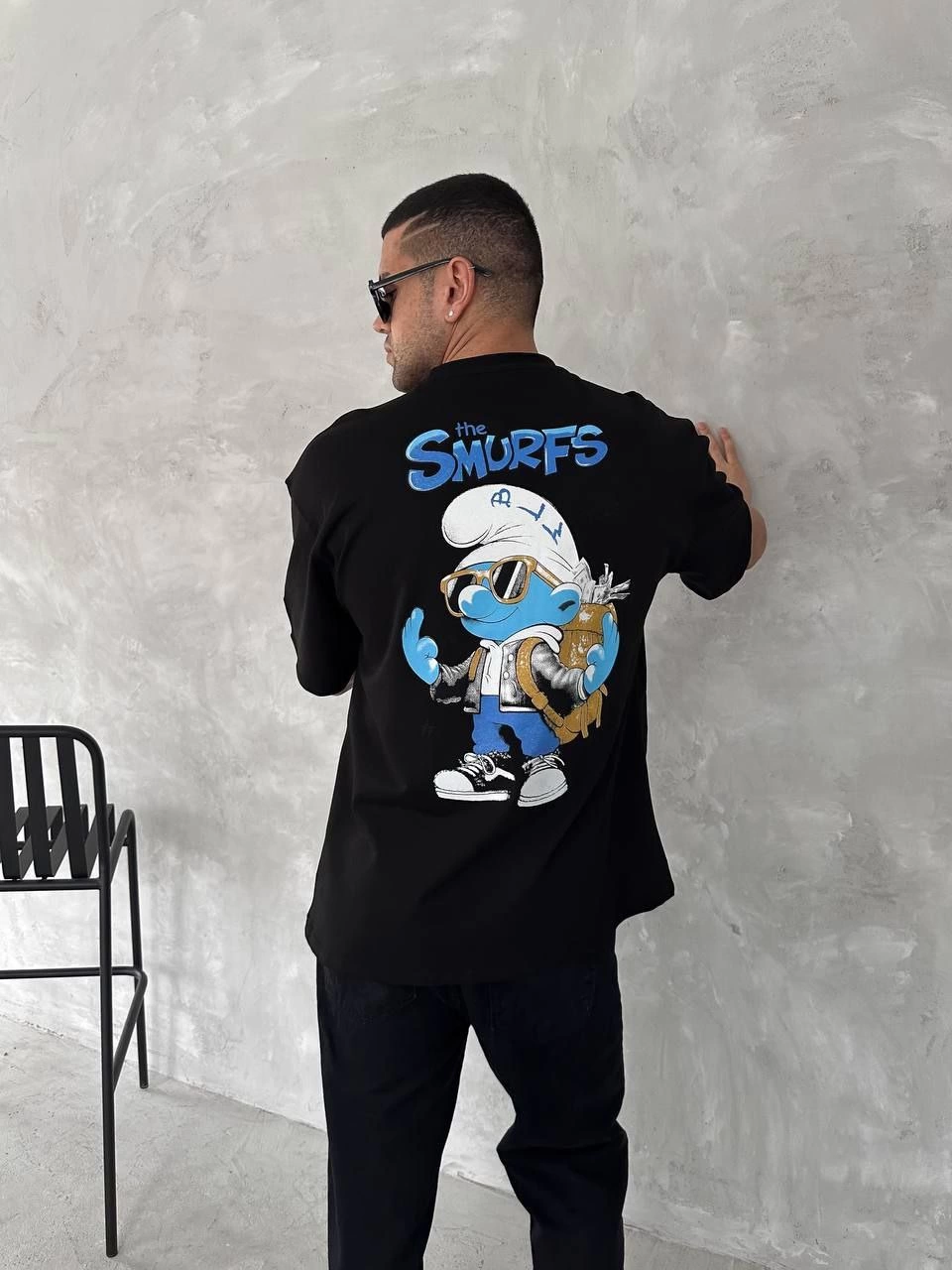 ASSEMA Erkek Baskılı T-Shirt Kısa Kol Bisiklet Yaka Regular Fit Rahat Kalıp Günlük Tişört - Siyah