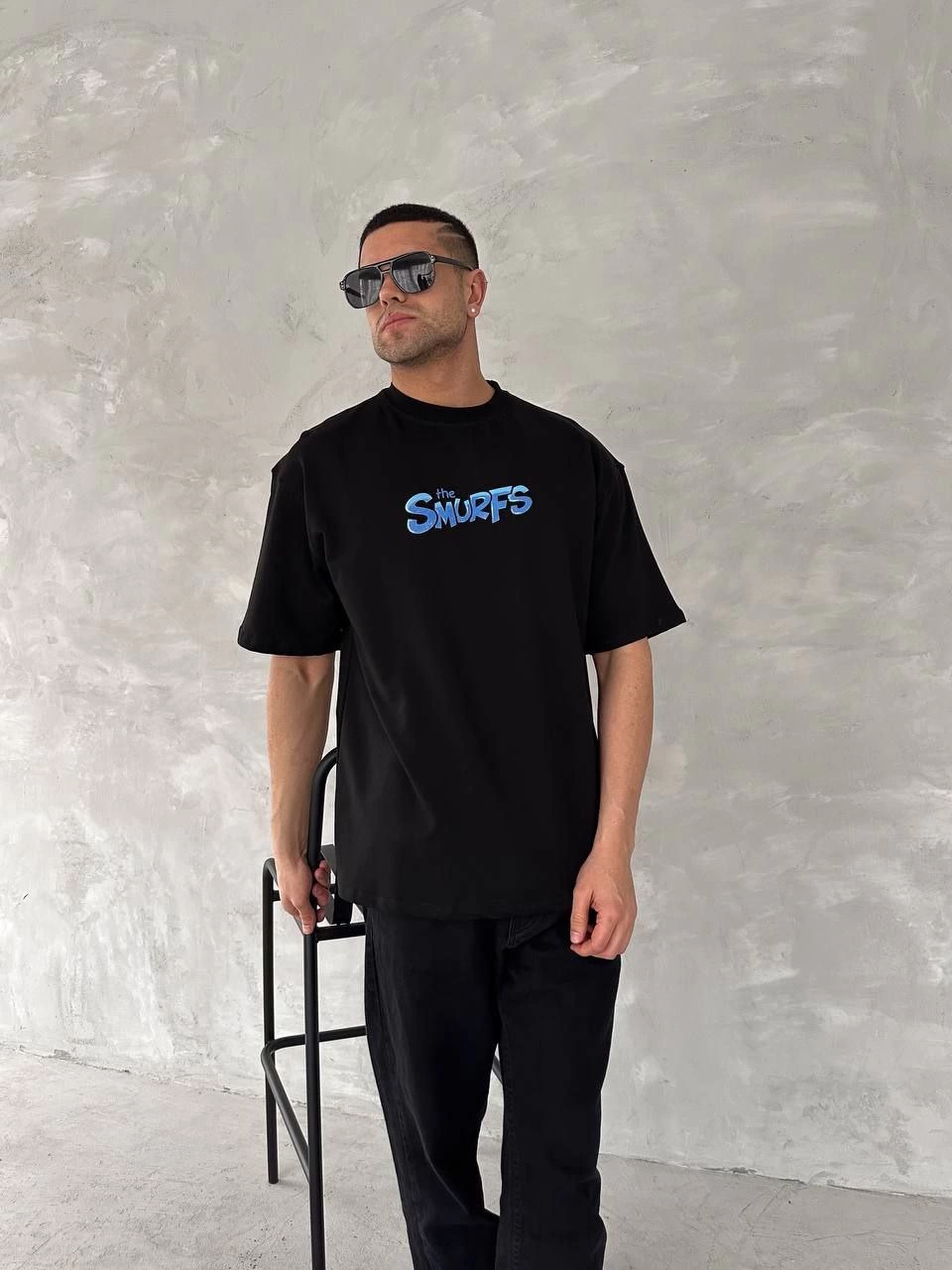 ASSEMA Erkek Baskılı T-Shirt Kısa Kol Bisiklet Yaka Regular Fit Rahat Kalıp Günlük Tişört - Siyah