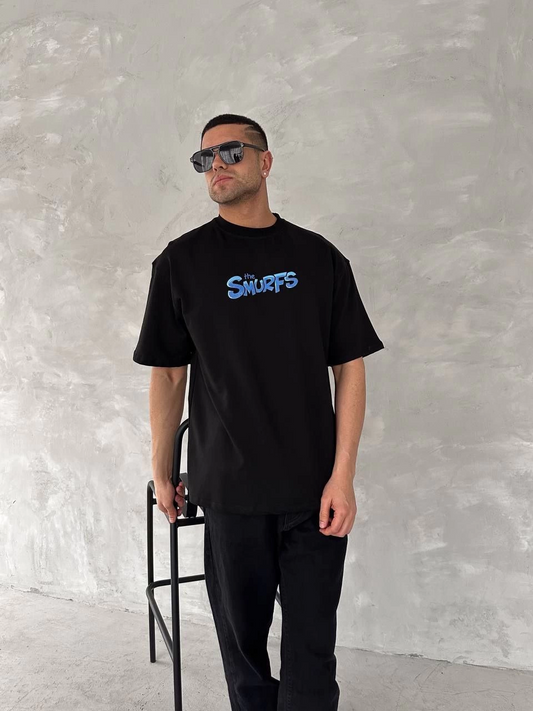 ASSEMA Erkek Baskılı T-Shirt Kısa Kol Bisiklet Yaka Regular Fit Rahat Kalıp Günlük Tişört - Siyah