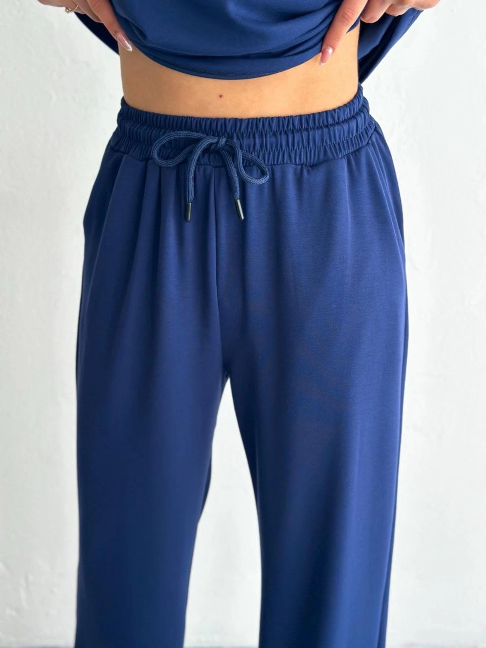 ASSEMA Kadın Osy Modal Yumuşak Dokulu Kısa Kollu Yakalı Pantalon ikili Takım - Lacivert