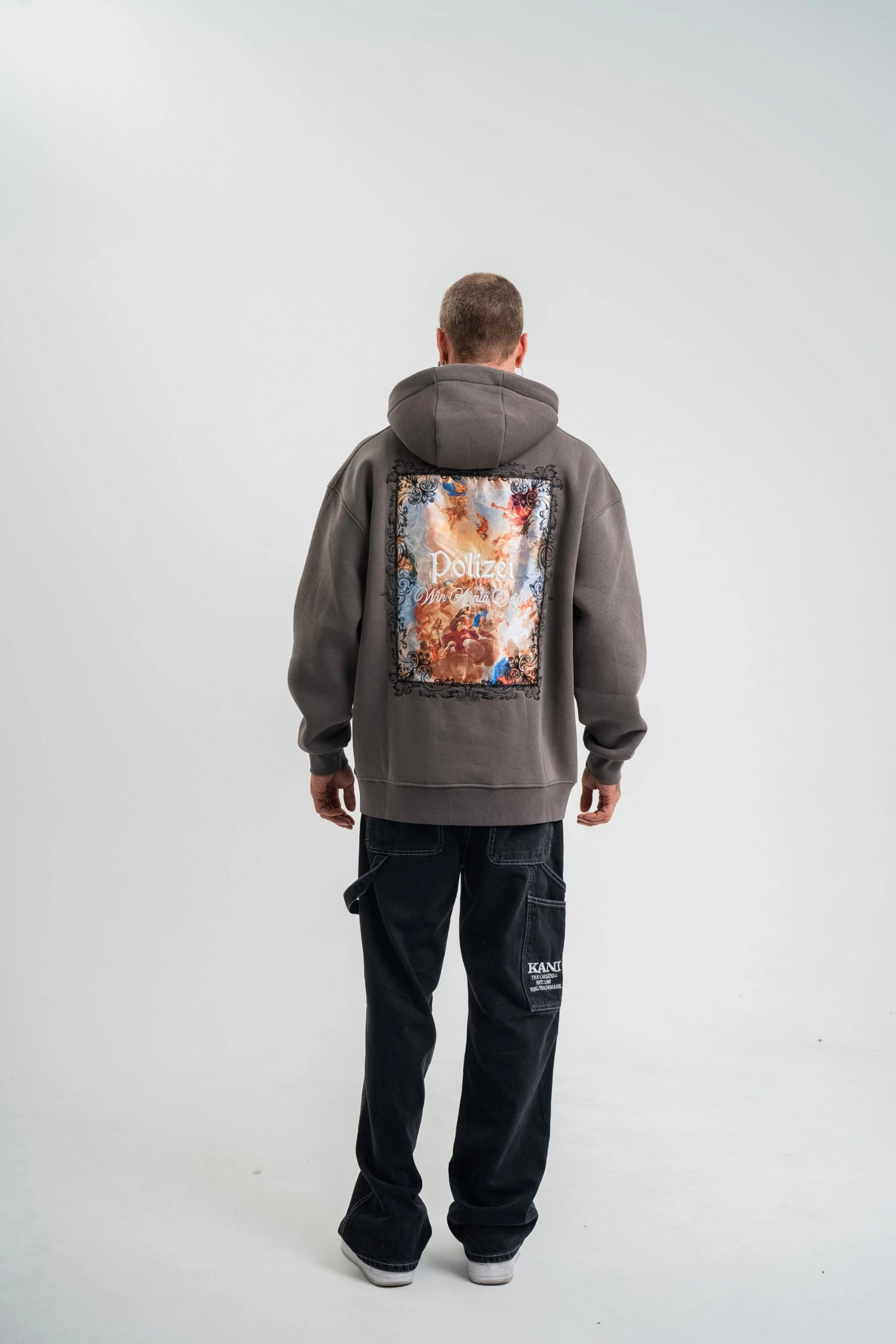 ASSEMA Erkek Üç İplik Kapşonlu Dijital Patchli SweatShirt - Füme