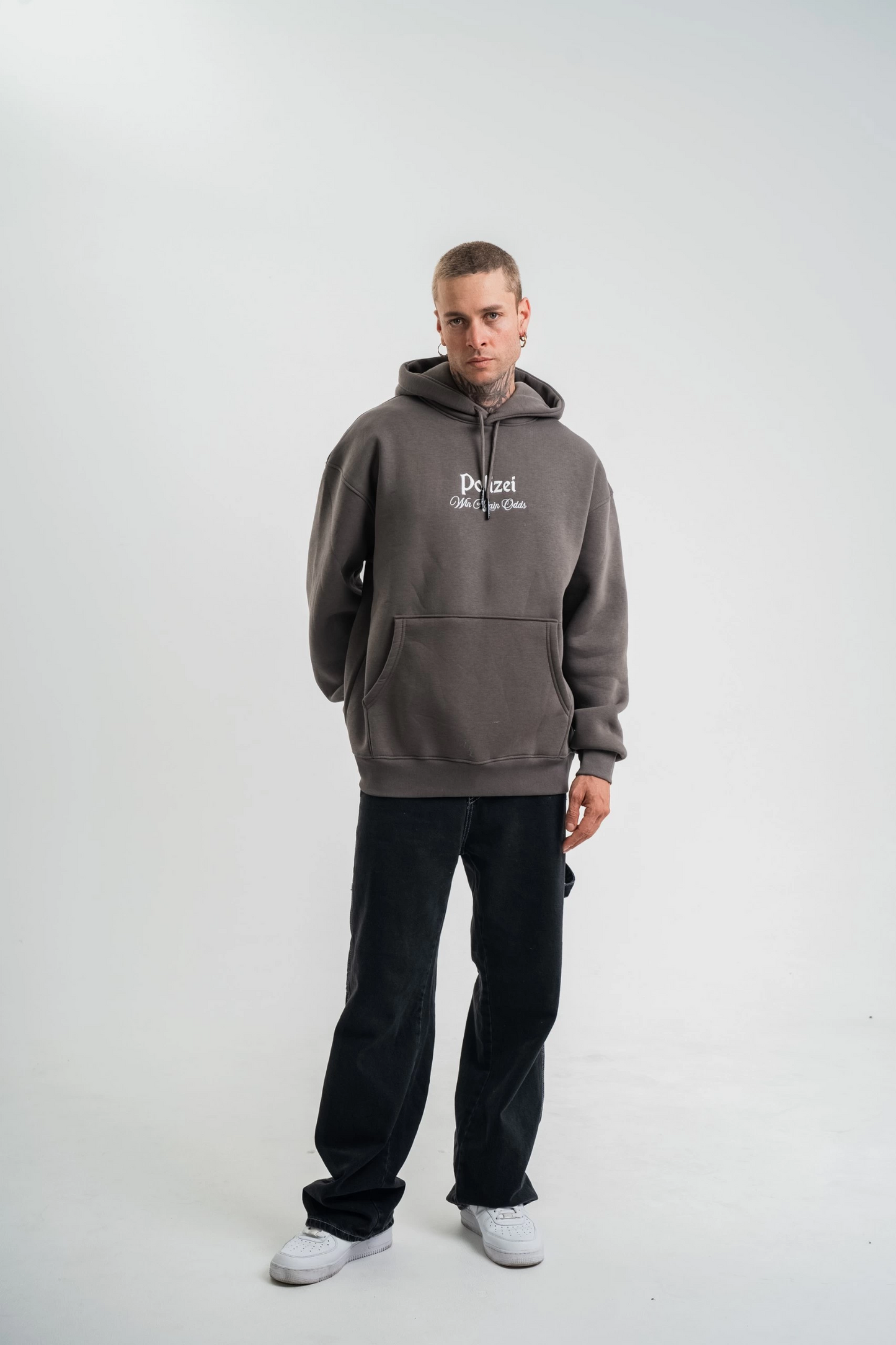 ASSEMA Erkek Üç İplik Kapşonlu Dijital Patchli SweatShirt - Füme