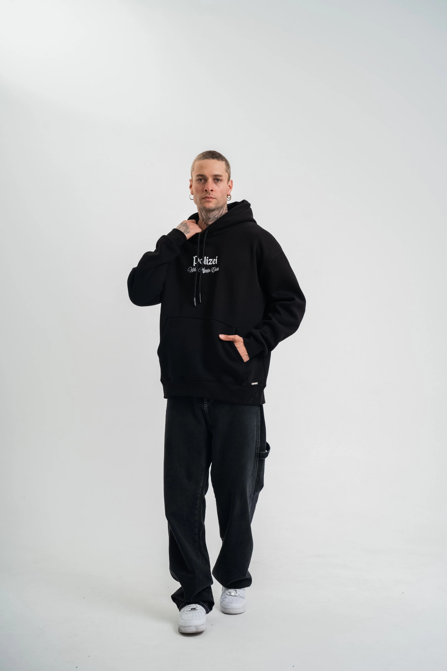ASSEMA Erkek Üç İplik Kapşonlu Dijital Patchli SweatShirt - Siyah