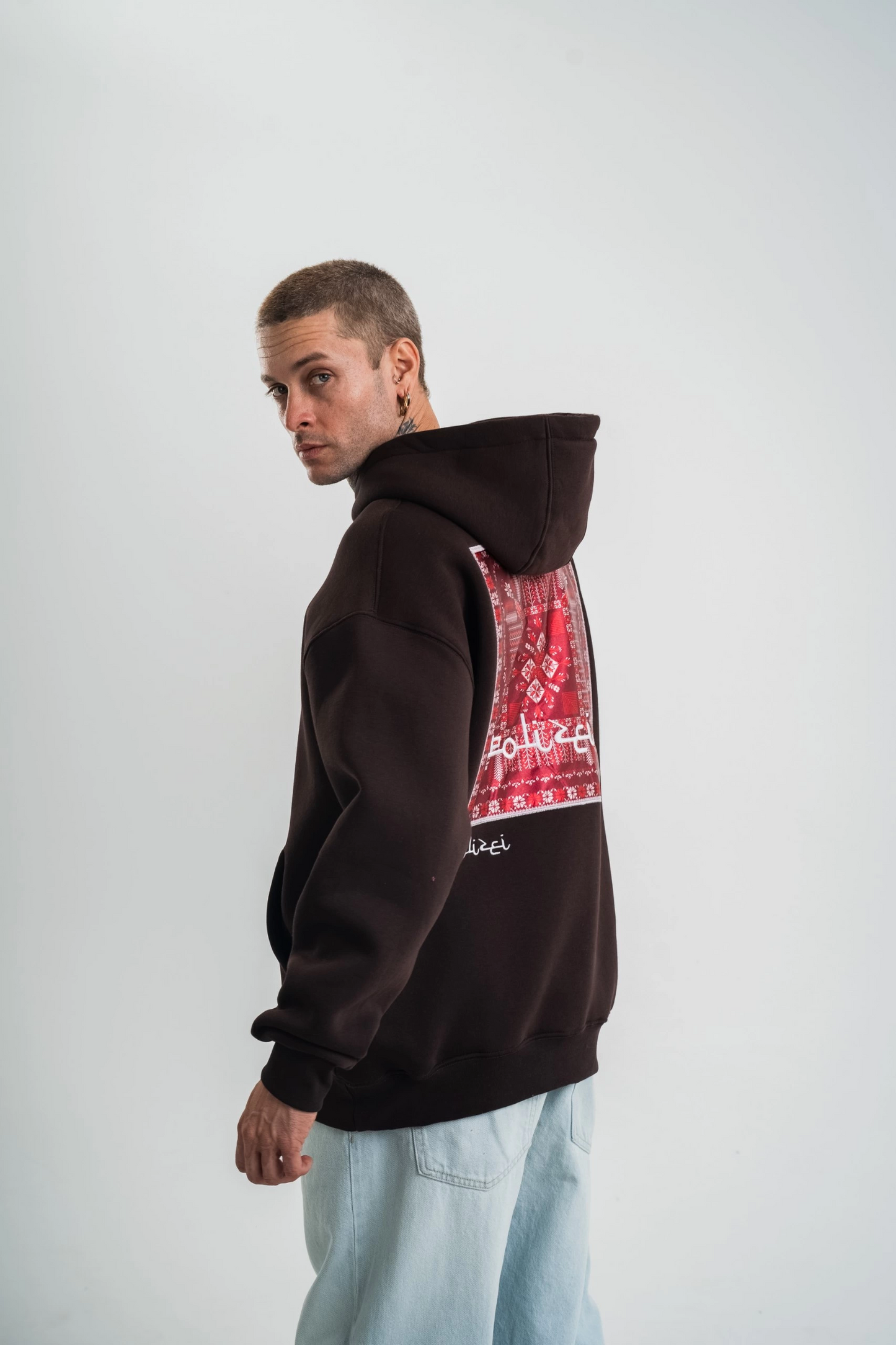 ASSEMA Erkek Premium Nakışlı Kapşonlu Sweatshirt Double Oversize Üç İplik Pamuklu - Siyah