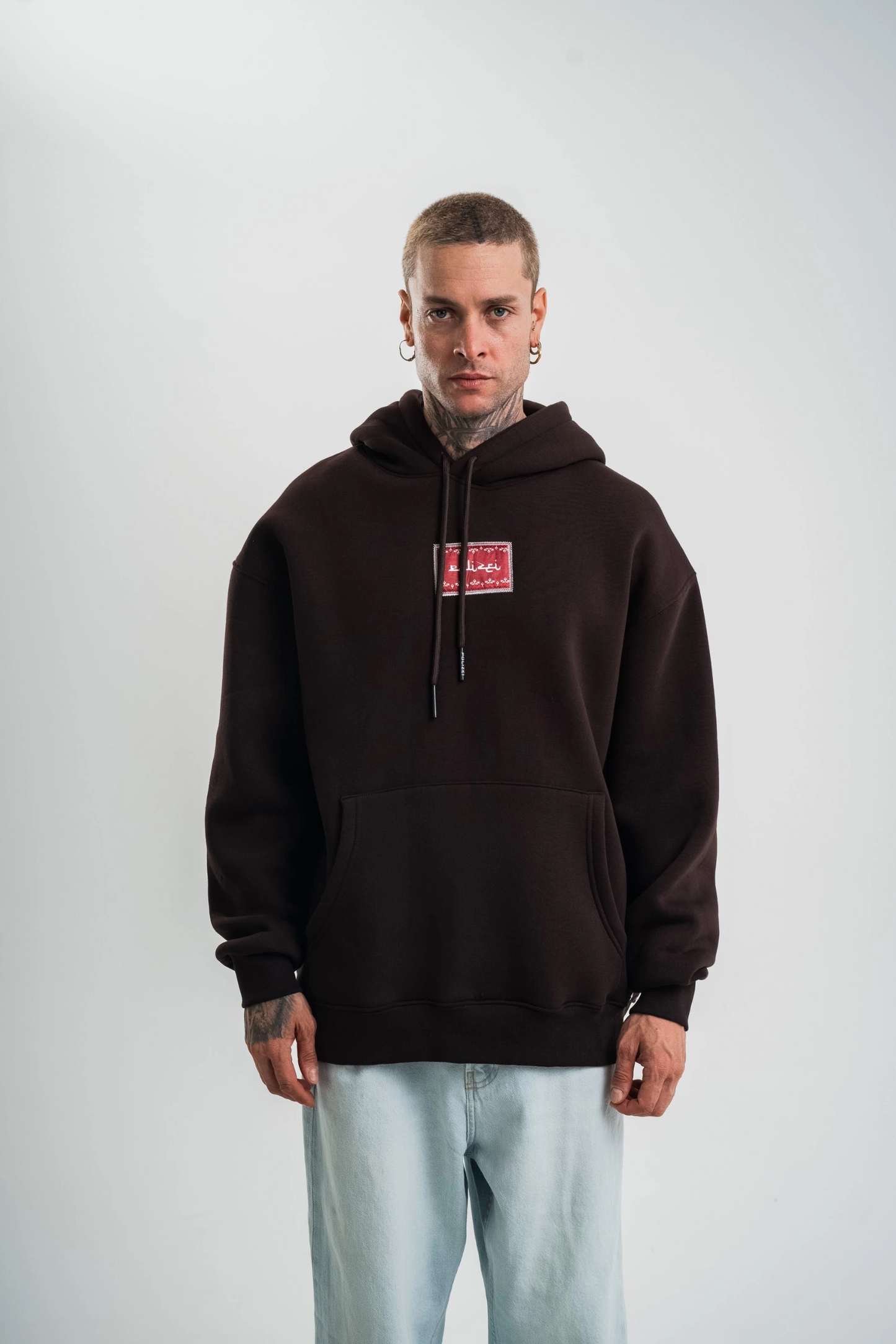 ASSEMA Erkek Premium Nakışlı Kapşonlu Sweatshirt Double Oversize Üç İplik Pamuklu - Siyah