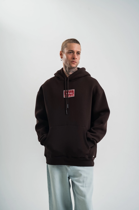 ASSEMA Erkek Premium Nakışlı Kapşonlu Sweatshirt Double Oversize Üç İplik Pamuklu - Siyah