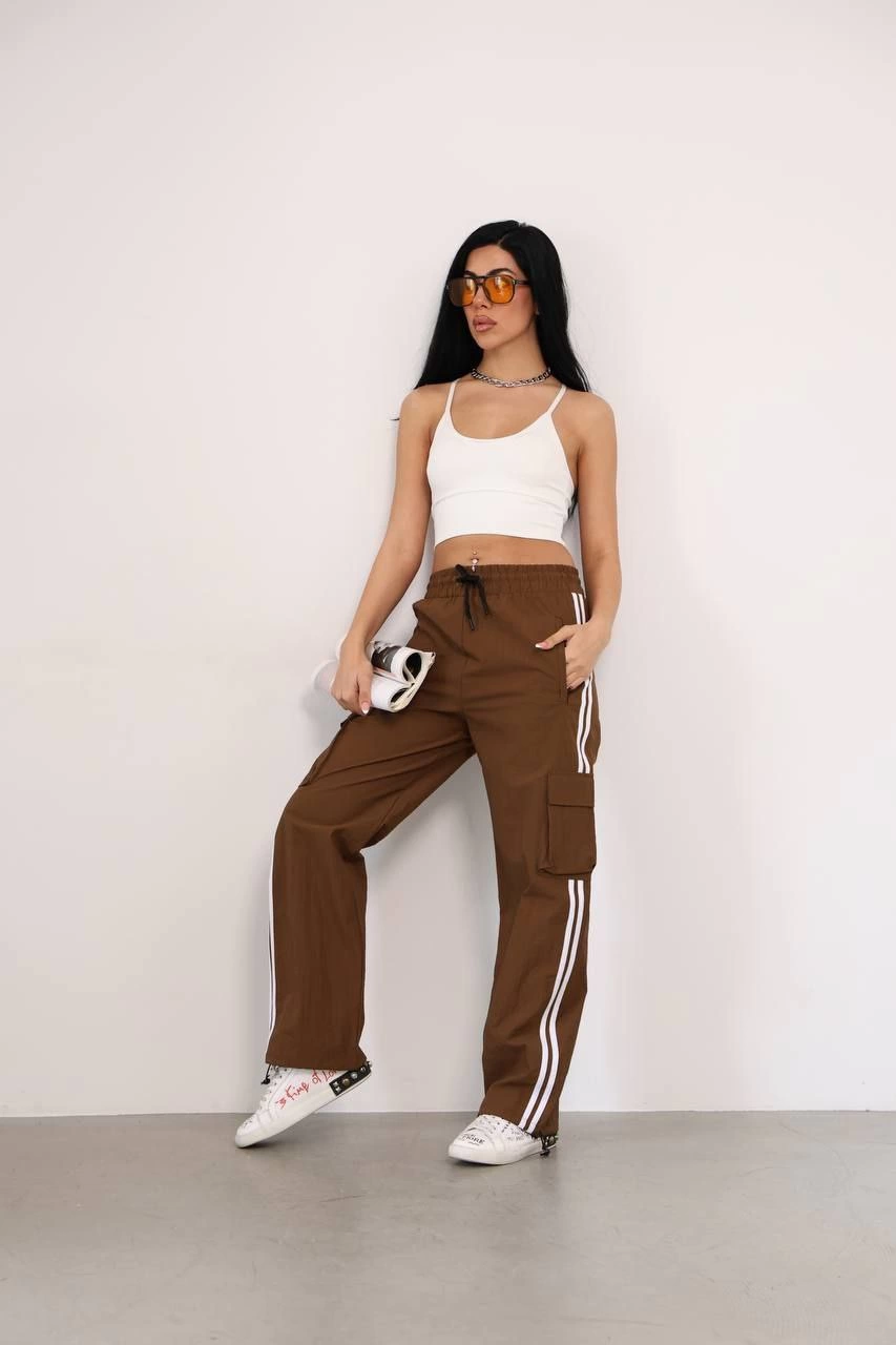 ASSEMA Kadın Praşut Kargo Çeplı Baggy Esofman Alt pantalon - Kahve