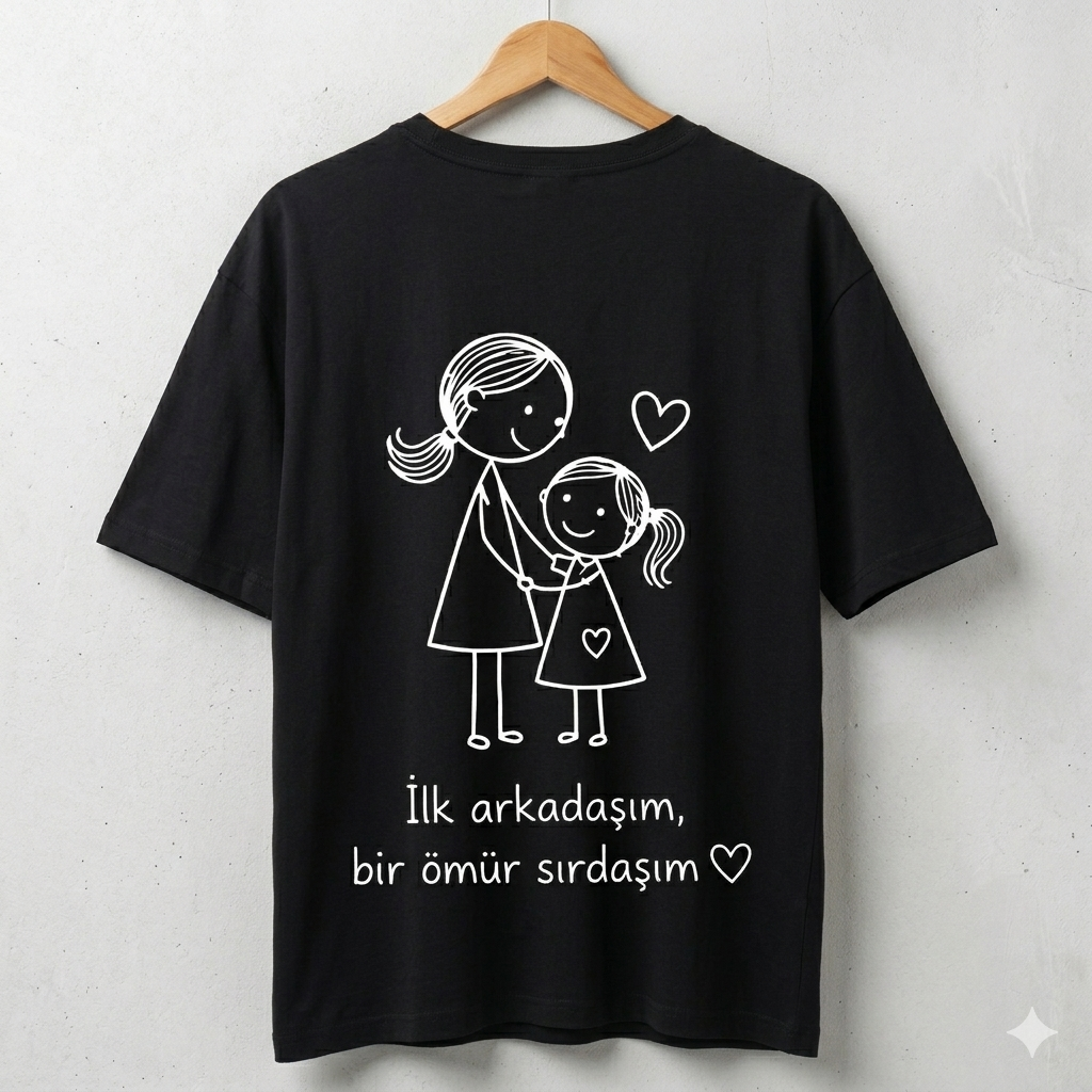 ASSEMA Anneler Gününe Özel İlk Arkadaşım Bir Ömür Sırdaşım Baskılı T-shirt