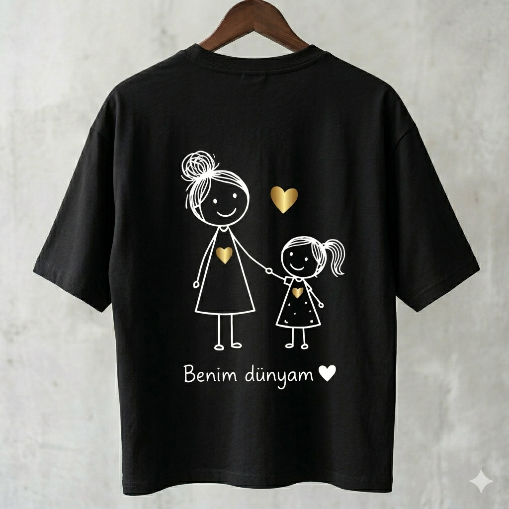 ASSEMA Anneler Gününe Özel Benim Dünyam Baskılı T-shirt