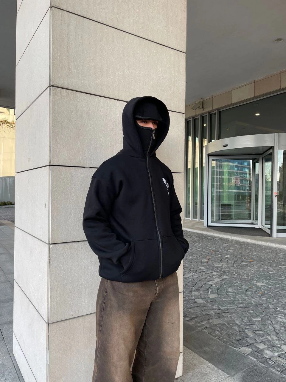 ASSEMA Erkek üç iplik Samuray kapüşonlu ZIP Fermuarlı SweatShirt - Siyah