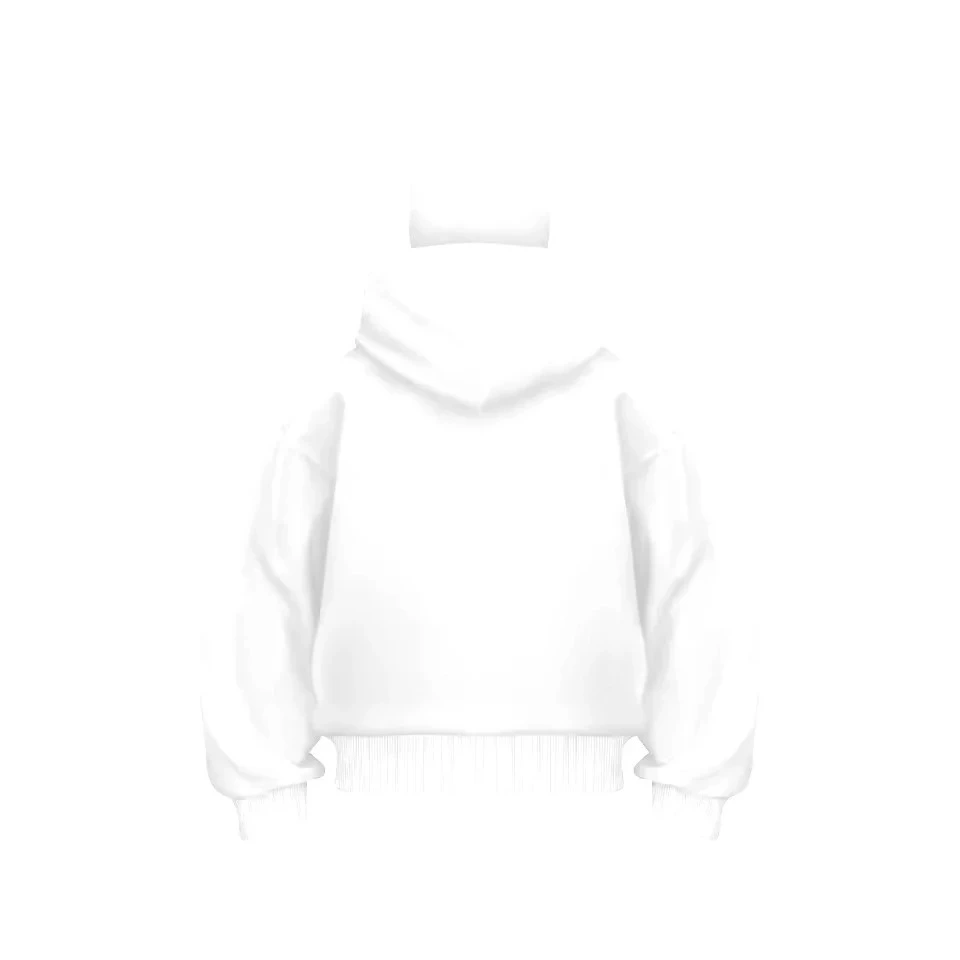 ASSEMA Samuray Ninja Çift Kapşonlu ZIP Fermuarlı Kanguru Çepli Tam Fermuarlı Hoodie Swetshirt - Beyaz