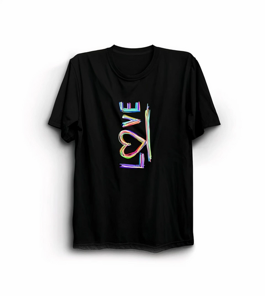 ASSEMA Sevgililer Günü İçin Özel Tasarım Love Baskılı T-shirt - Siyah