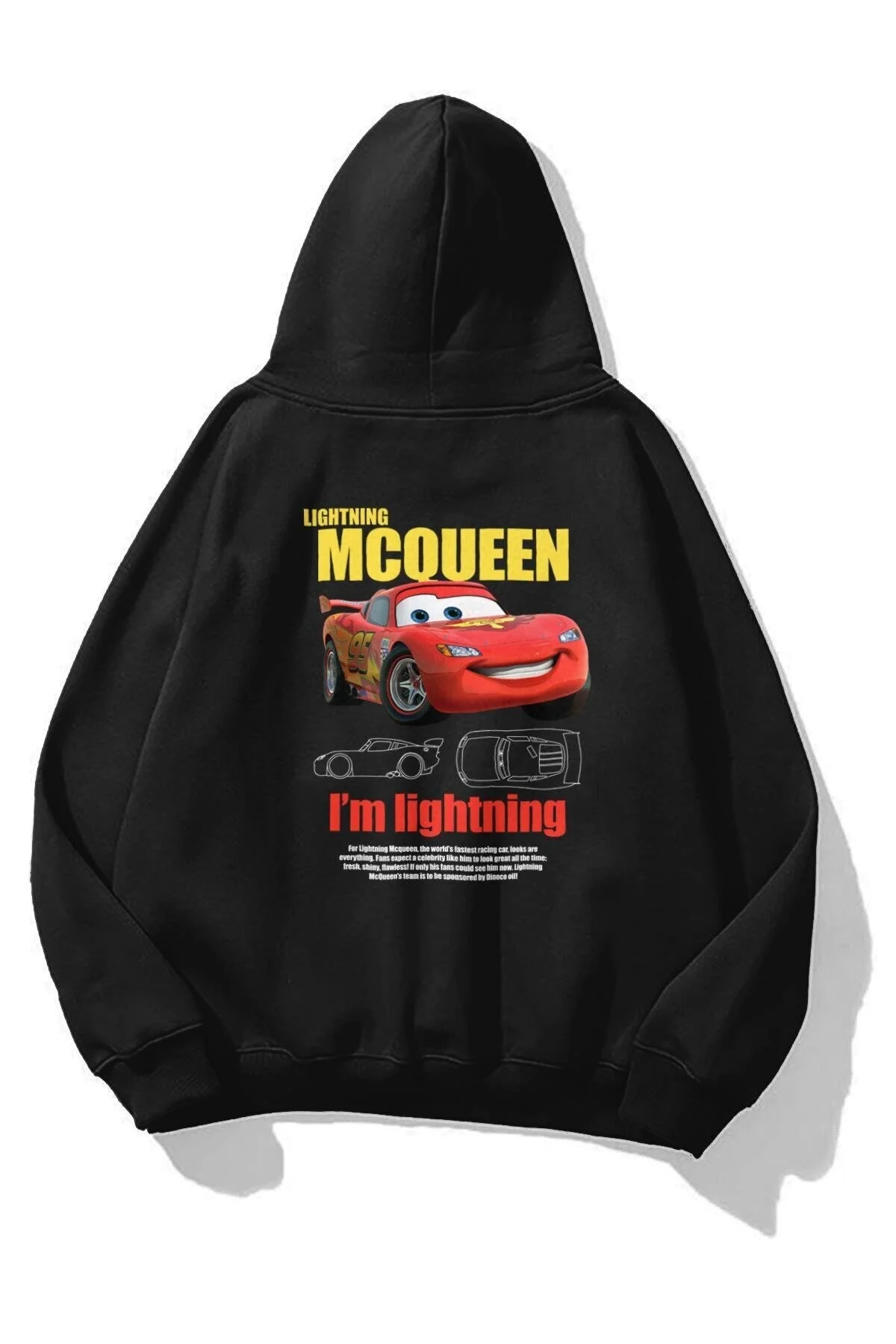 ASSEMA Sevgililer Günü Özel Kapüşonlu Araba Baskılı Oversize Sweatshirt - Siyah
