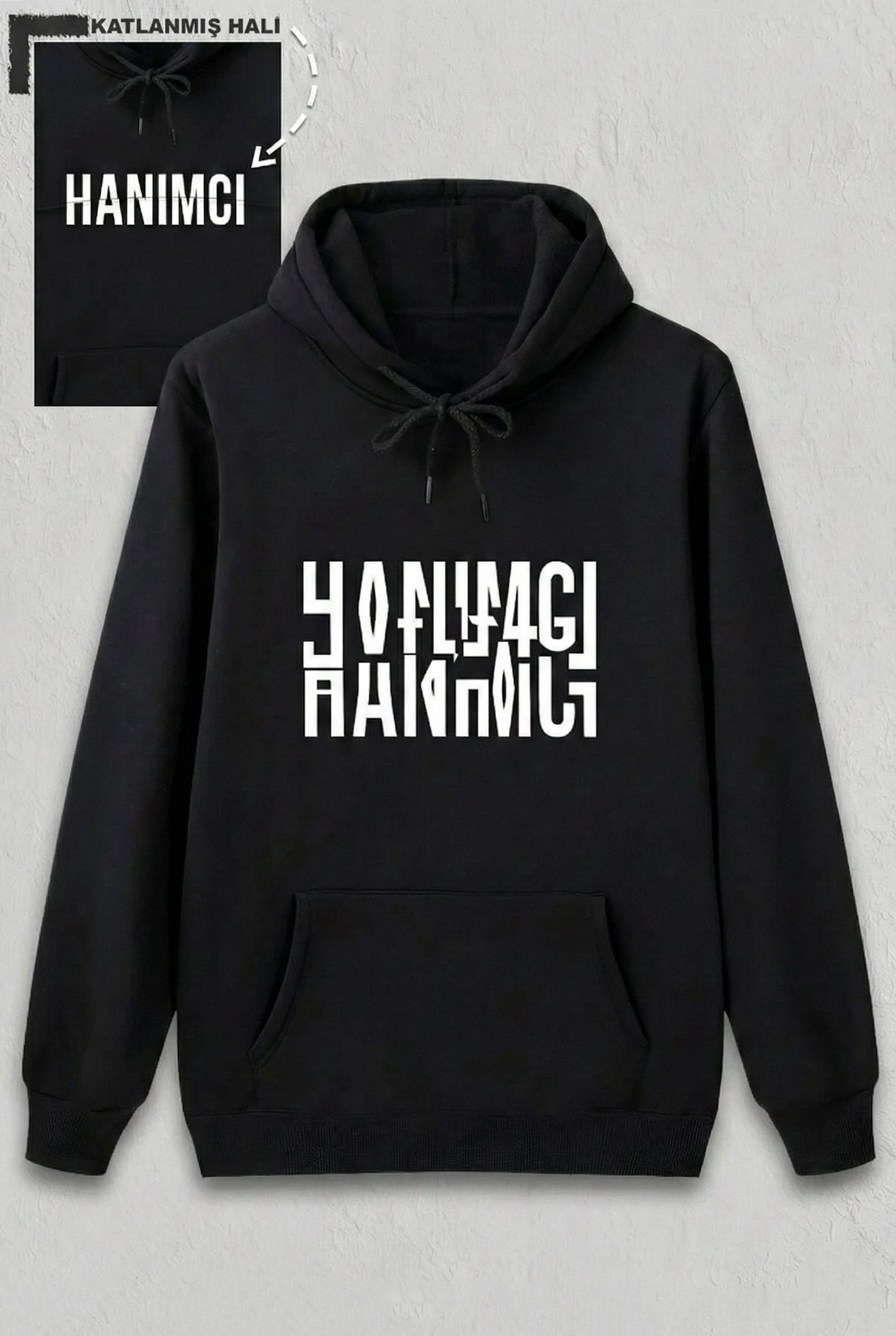 Sevgililer Günü Hanımcı Hediye Baskılı Oversize Kapüşonlu Sweatshirt - Siya