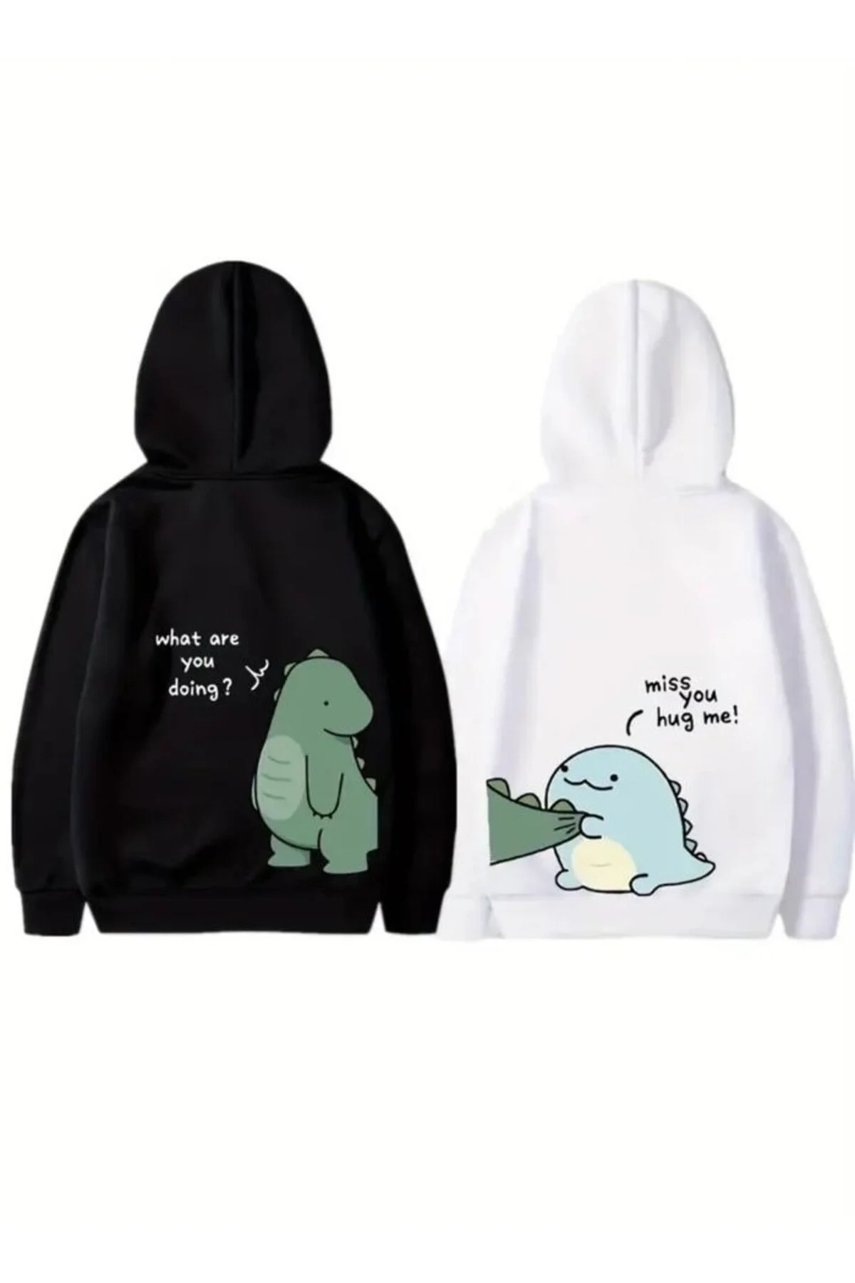 ASSEMA Sevgililer Günü Özel Unisex Kapüşonlu Baskılı Oversize Sweatshirt - Beyaz