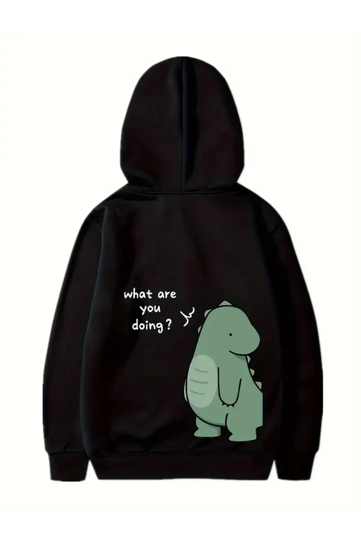 ASSEMA Sevgililer Günü Özel Unisex Kapüşonlu Baskılı Oversize Sweatshirt - Siyah