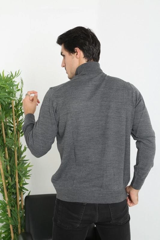 ASSEMA Unisex Tam Boğazlı Balıkçı Yaka Dokuma Triko - Füme