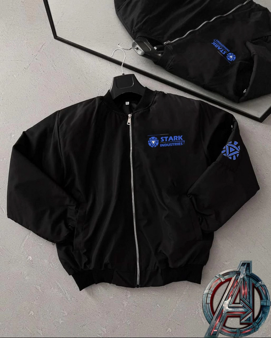 ASSEMA ERKEK Stark Industries Siyah Bomber Mont Fermuarlı Cepli Uzun Kollu Kapitone - Siyah