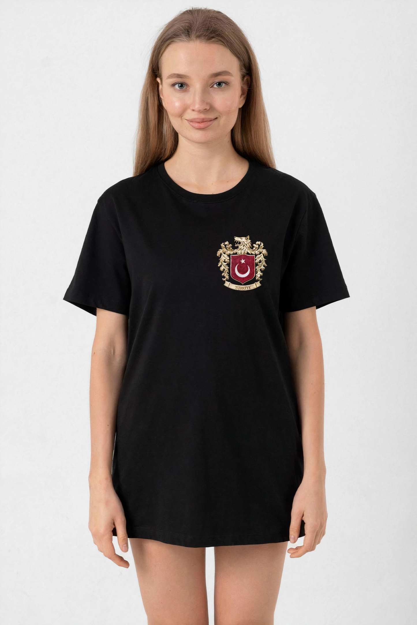 ASSEMA Türk Arma Baskı T-shirt - Siyah