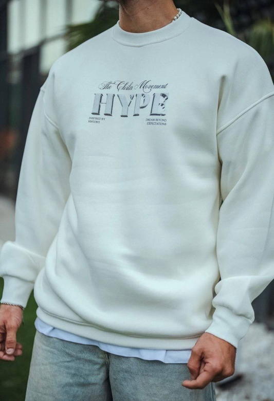 ASSEMA Erkek Üç İplik Bisiklet Yaka Baskılı SweatShirt - Beyaz