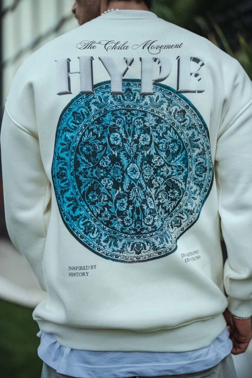 ASSEMA Erkek Üç İplik Bisiklet Yaka Baskılı SweatShirt - Beyaz