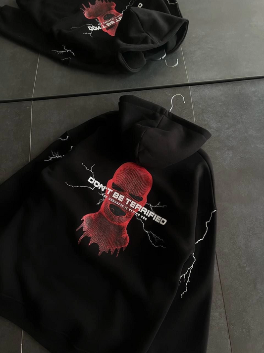 ASSEMA Kadın Üç İplik Kapüşonlu Baskılı Oversize SweatShirt- Siyah