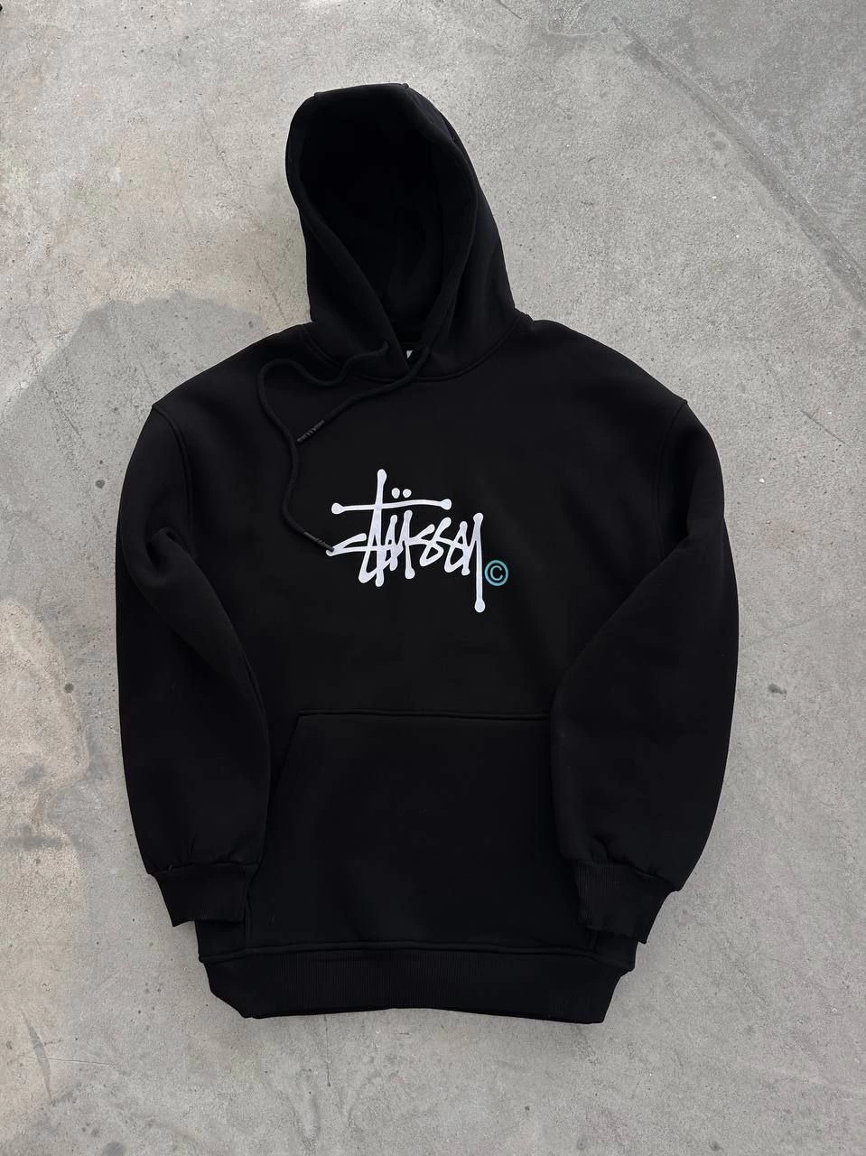 ASSEMA Üç İplik Kapşonlu Baskılı SweatShirt - Siyah