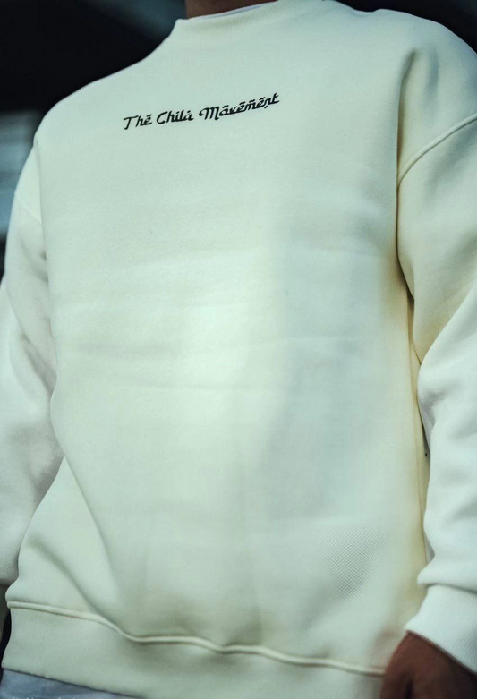 ASSEMA Üç İplik Penye Bisiklet Yaka Oversize Baskılı SweatShirt - Beyaz