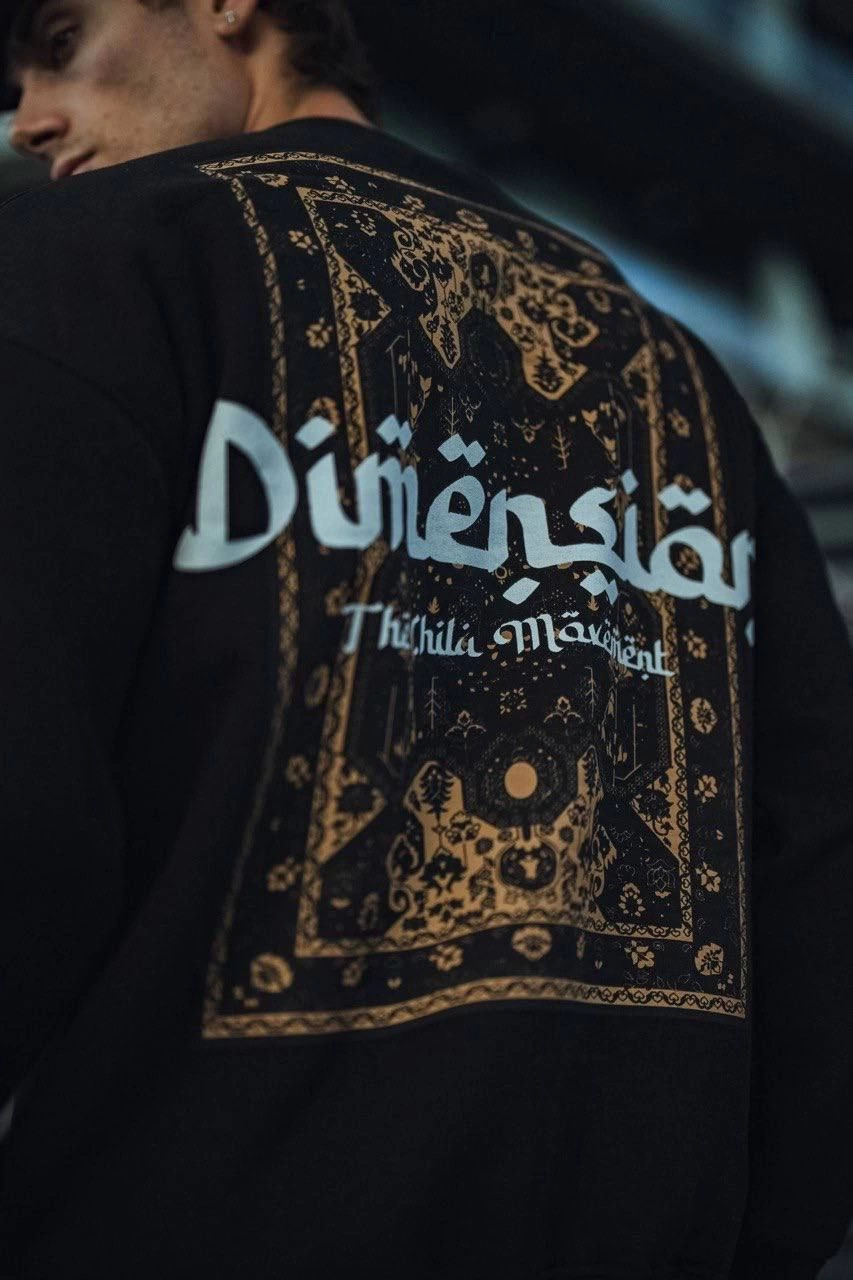 ASSEMA Üç İplik Penye Bisiklet Yaka Oversize Baskılı SweatShirt - Siyah