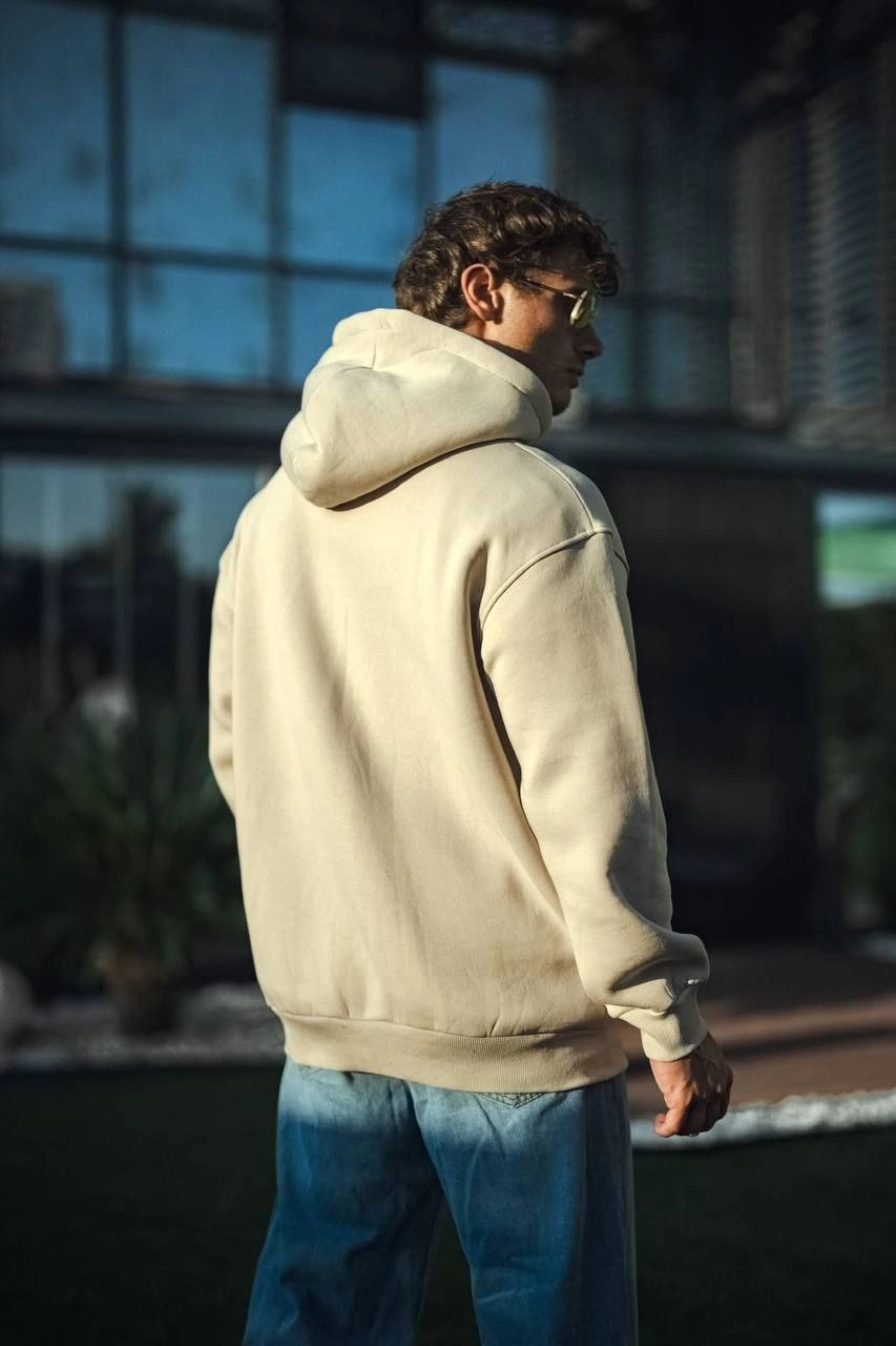 ASSEMA Üç İplik Penye kapüşonlu SweatShirt - Bej