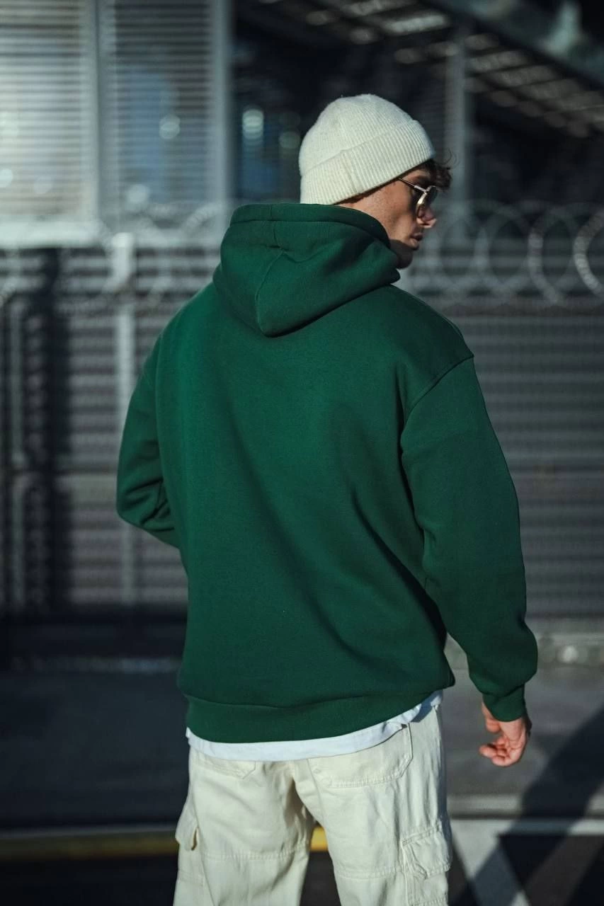 ASSEMA Erkek Üç İplik Penye Kapşonlu Basic SweatShirt - Haki