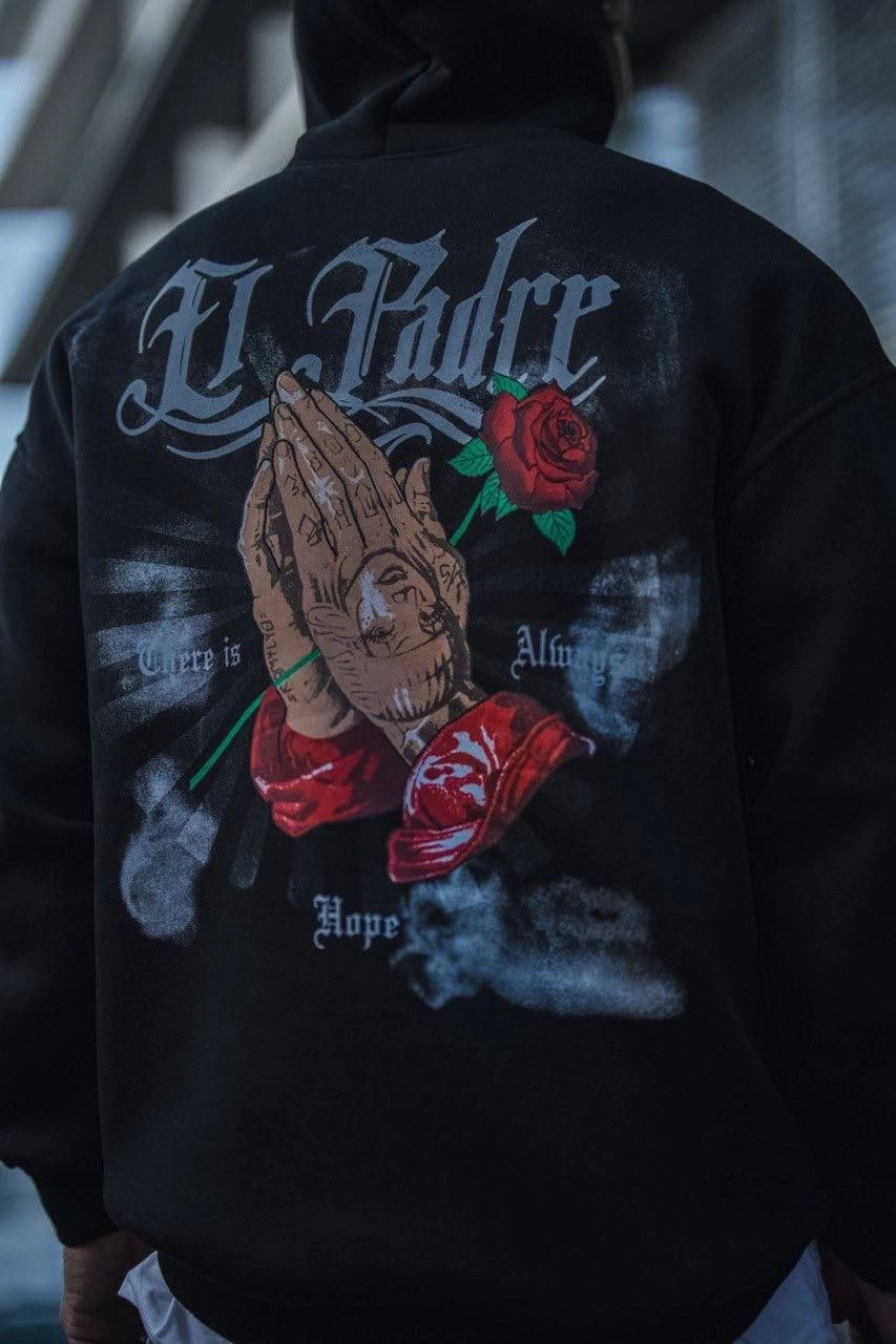 ASSEMA Erkek Üç İplik Penye Kapşonlu Baskılı SweatShirt - Siyah