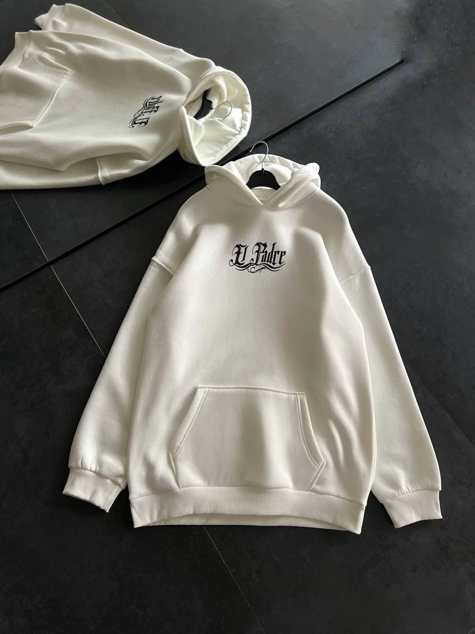 ASSEMA Kadın Üç İplik Penye Uzun Kol Kapüşonlu Baskılı SweatShirt - Beyaz