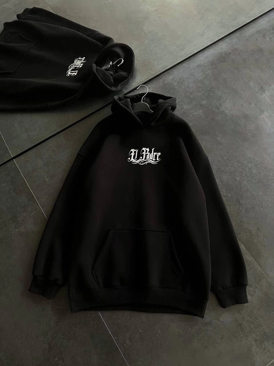 ASSEMA Kadın Üç İplik Penye Uzun Kol Kapşonlu Baskılı SweatShirt - Siyah