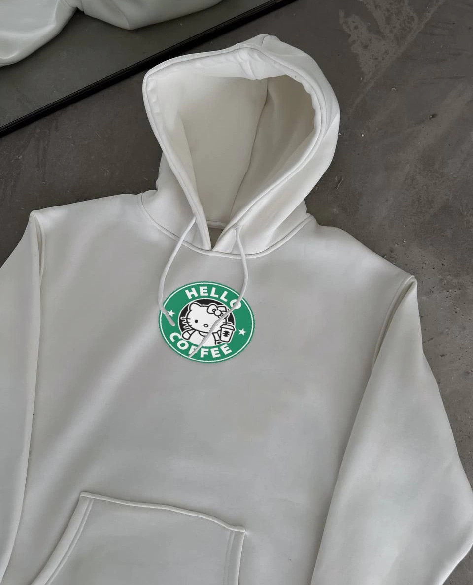 ASSEMA Kadın Üç İplik Pamuklu Kapüşonlu SweatShirt - Beyaz