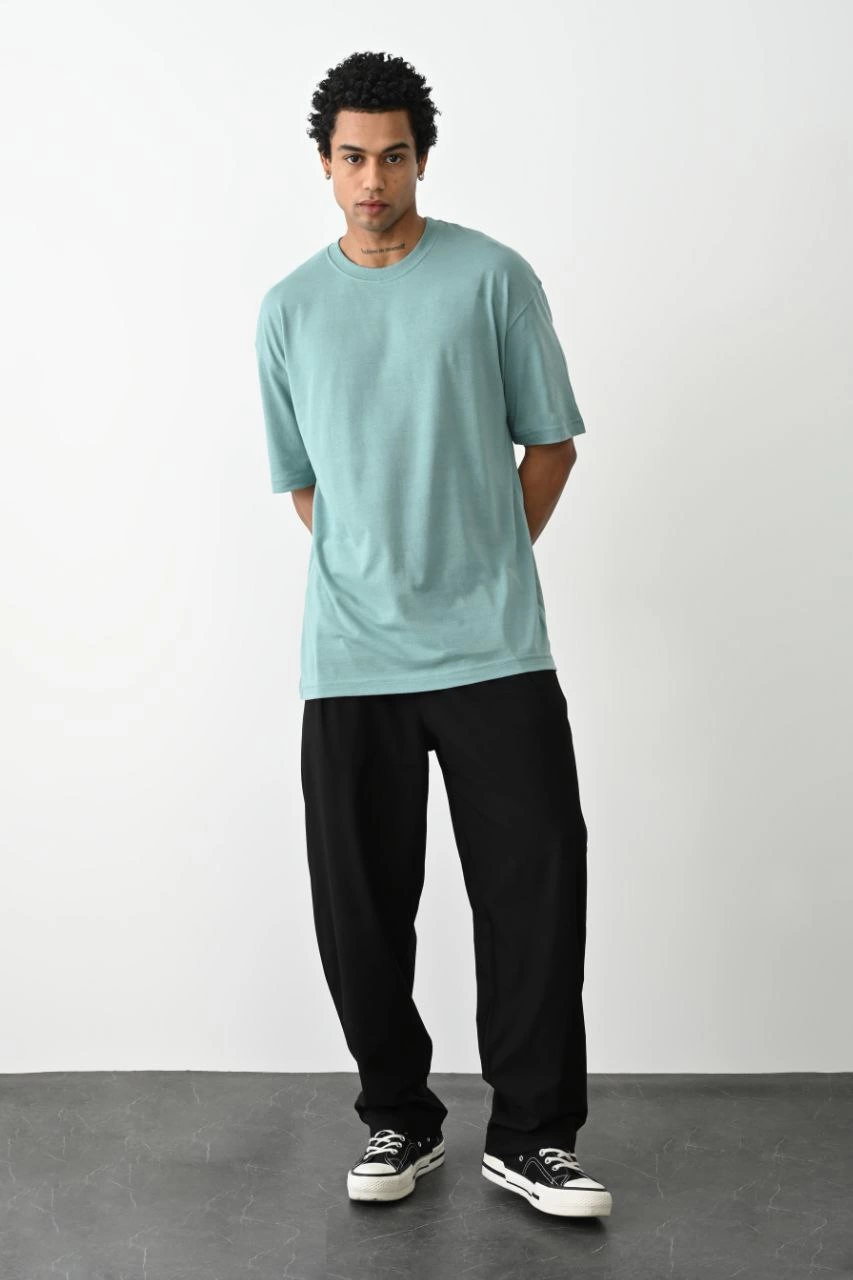 ASSEMA Erkek düz Basic Bisiklet Yaka Kısa kol T-Shirt - Açık Mavi