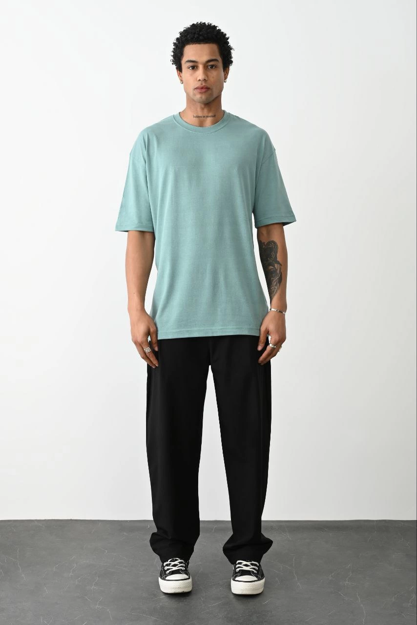 ASSEMA Erkek düz Basic Bisiklet Yaka Kısa kol T-Shirt - Açık Mavi