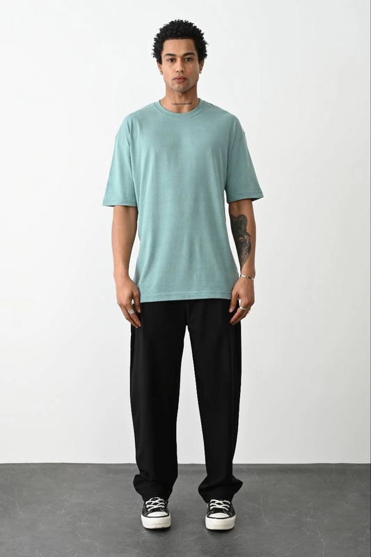 ASSEMA Erkek düz Basic Bisiklet Yaka Kısa kol T-Shirt - Açık Mavi