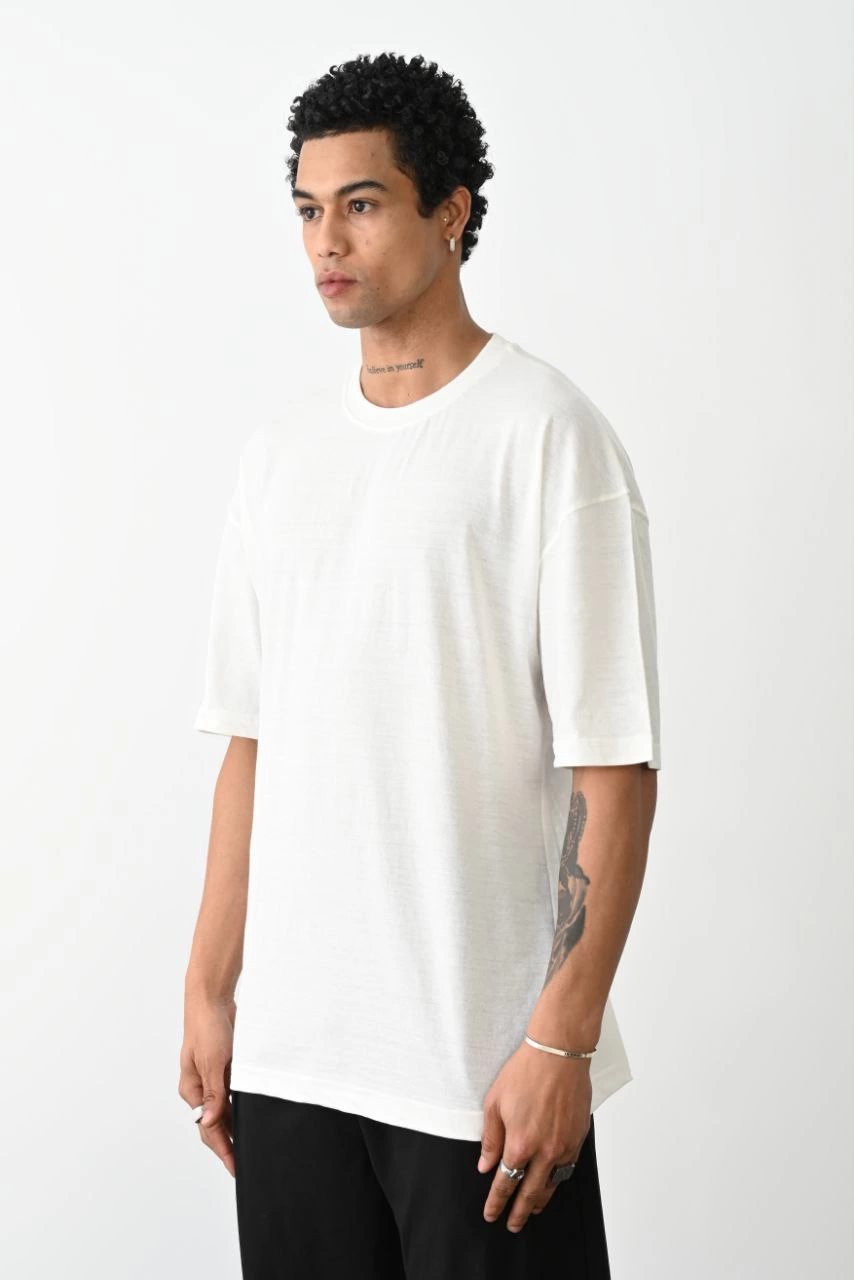 ASSEMA Erkek Düz Basic Bisiklet Yaka Kısa kol  T-Shirt - Beyaz