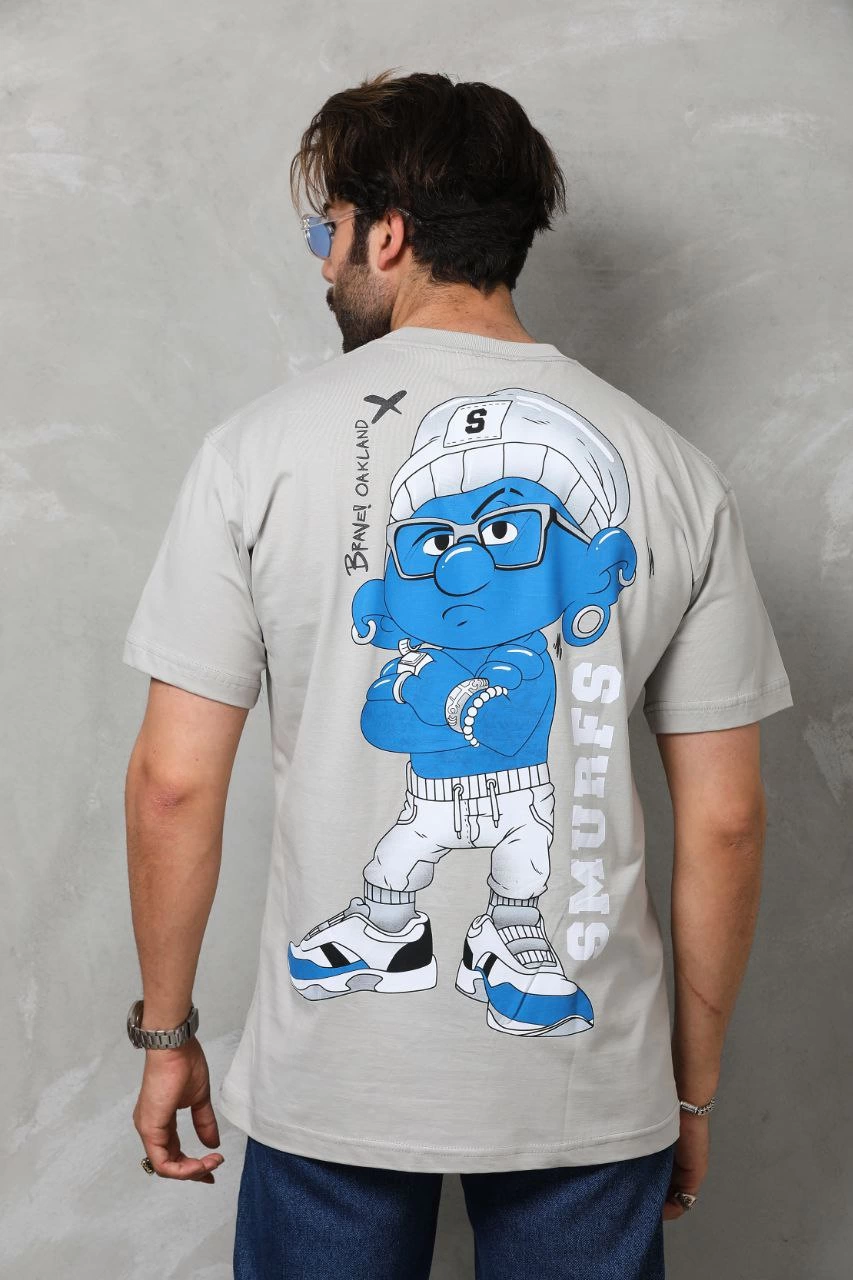 ASSEMA Erkek  Basic Bisiklet Yaka Oversize T-Shirt - Gri