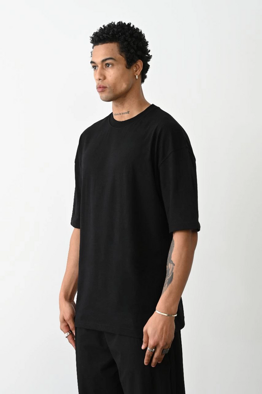 ASSEMA Erkek Düz Basic Bisiklet Yaka Kısa kol T-Shirt - Siyah