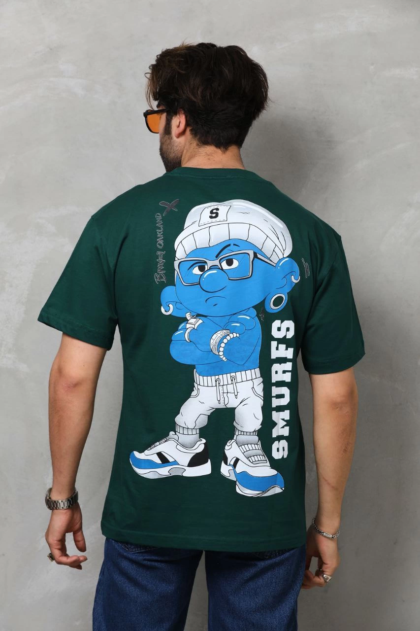 ASSEMA ERKEK Basic Bisiklet Yaka Oversize T-Shirt - Yeşil