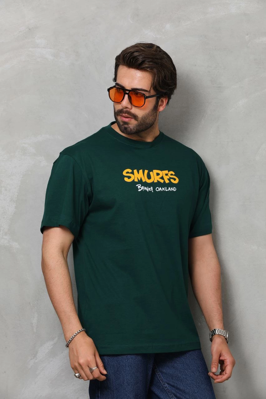 ASSEMA ERKEK Basic Bisiklet Yaka Oversize T-Shirt - Yeşil