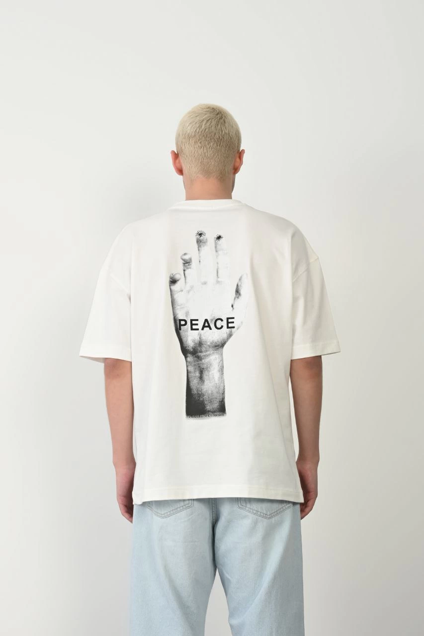ASSEMA Erkek Baskılı T-Shirt Kısa Kol Bisiklet Yaka Rahat Kalıp Tişört - Beyaz