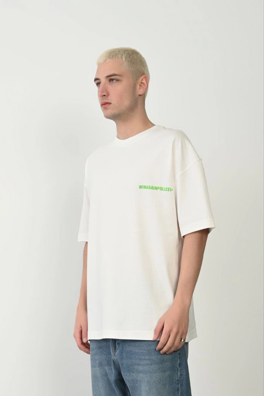 ASSEMA Erkek Baskılı T-Shirt Kısa Kol Bisiklet Yaka Rahat Kalıp Tişört - Beyaz