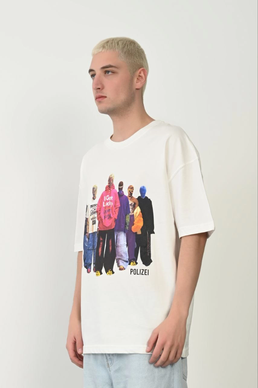 ASSEMA Erkek Baskılı T-Shirt Kısa Kol Bisiklet Yaka Rahat Kalıp Tişört  - Beyaz